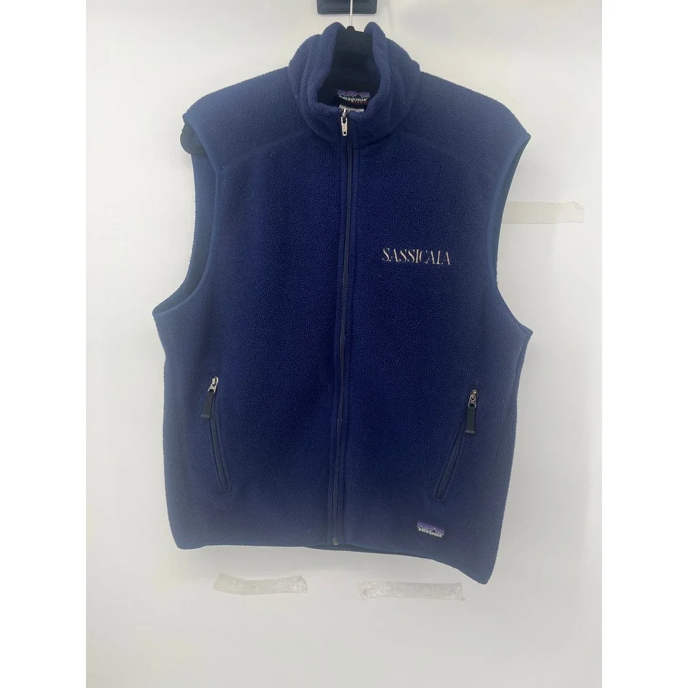 Patagonia Synchilla‎ Fleece Vest Mens Large Navy Blue Full Zip Embroidered